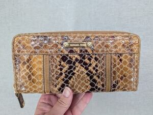 Michael Kors Moxley Python Embossed Leather Wallet Clutch